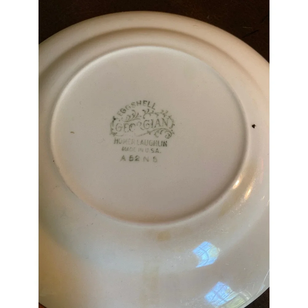 Homer Laughlin Eggshell Georgian Bowl‎ Saucer Set Cream Pink Floral Fair Vintage